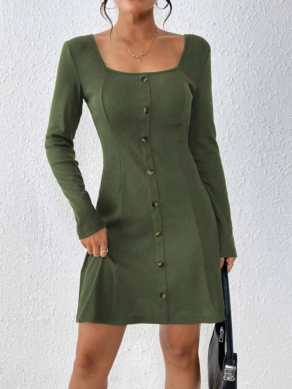 ZARA Elegant Minimalist Square Neck Mini Dress Women Fall Winter Sophisticated